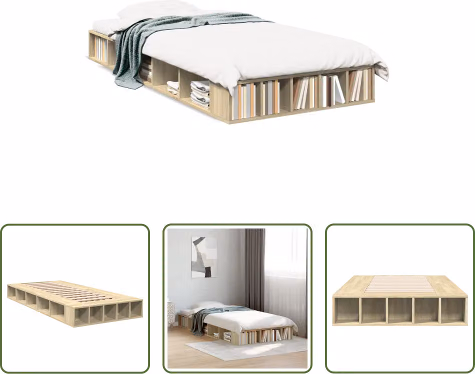 The Living Store struttura letto rovere Sonoma 90x200 cm materiale a base di legno