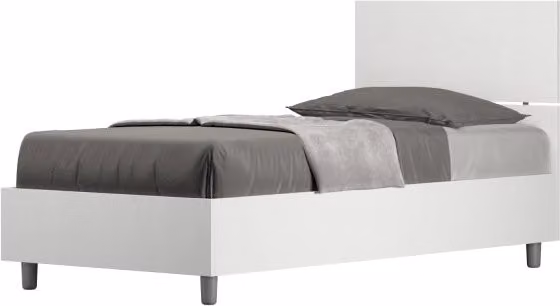 Letto Singolo 80x190 cm testata dritta Demas - Contenitore,Bianco Frassino