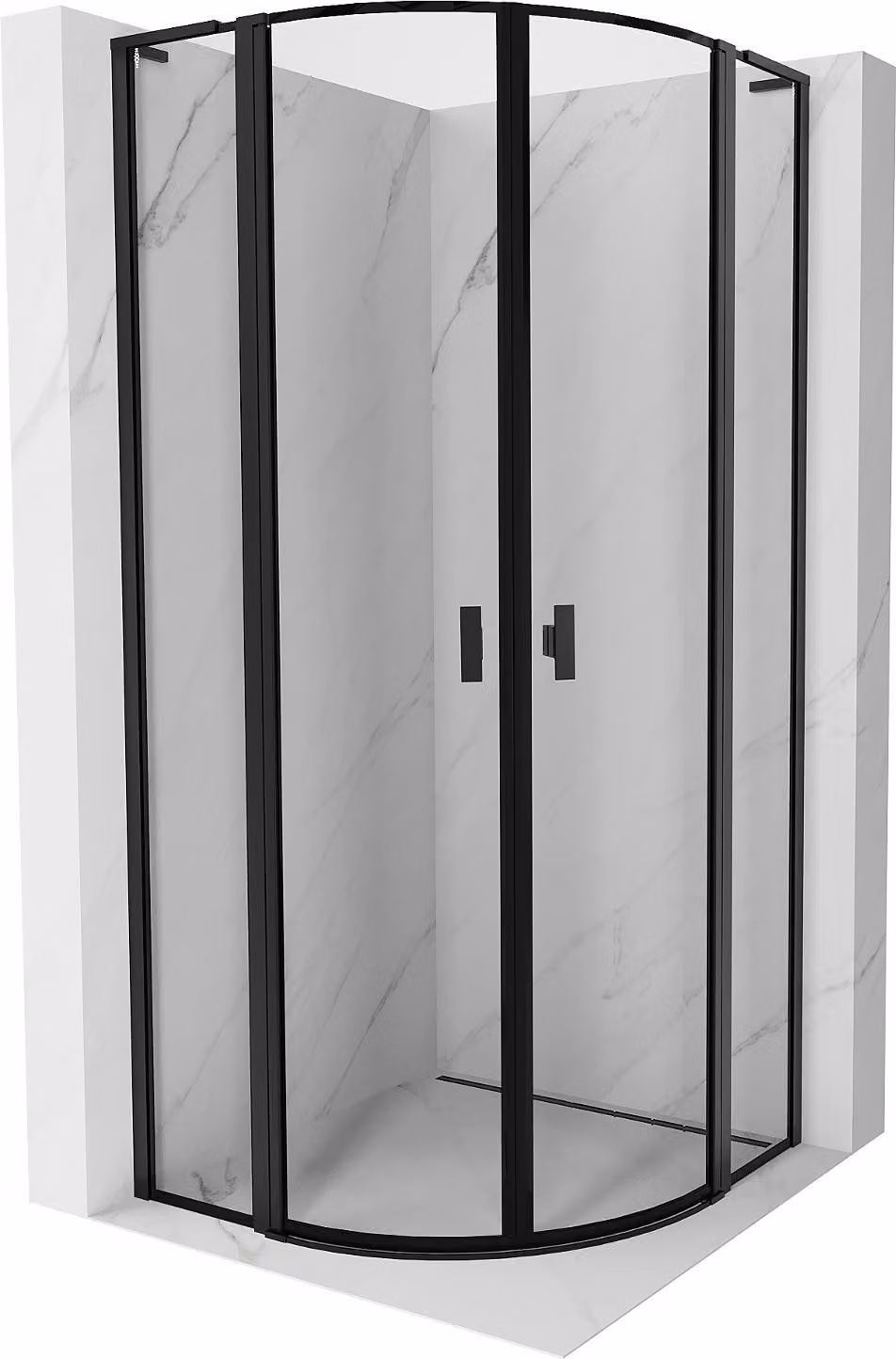 Mexen Mist L cabina doccia semicircolare apribile 80 x 80 cm, cornice nera, nero - 8A32L-080-080-70-70
