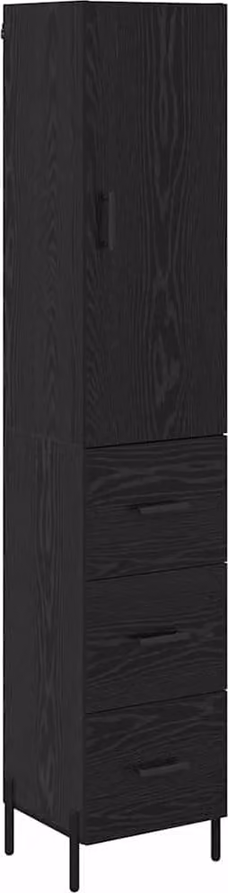 Credenza Rovere Nero 34,5 x 34 x 180 cm Legno multistrato