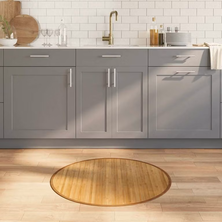 Tappeto rotondo moderno vidaXL in bambù e polipropilene, colore beige e marrone, Diametro: 80 cm