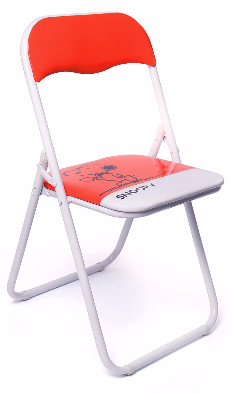 Sedia pieghevole in metallo, colore rosso, dimensioni 5x43x93 cm, design ispirato ai personaggi di Peanuts
