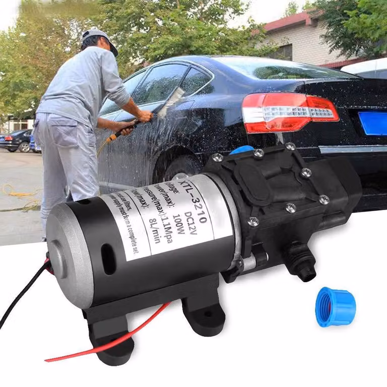 Pompa acqua autoadescante, 12 V, 100 W, 8 litri/minuto, 70 metri di altezza, colore nero