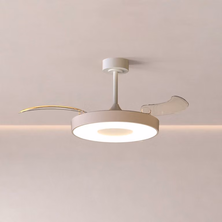 Mantra Iluminación Ventilatore da soffitto LED Smart Coin, beige/bianco, CC, silenzioso, CCT dimmerabile, Crema / Ambra, Soggiorno / Sala da pranzo, Metallo, Moderno