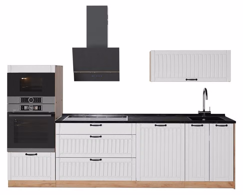 Cucina componibile Vicco Fame-Line Bianco rustico/Rovere dorato 280 cm, PL Antracite, Model 64703