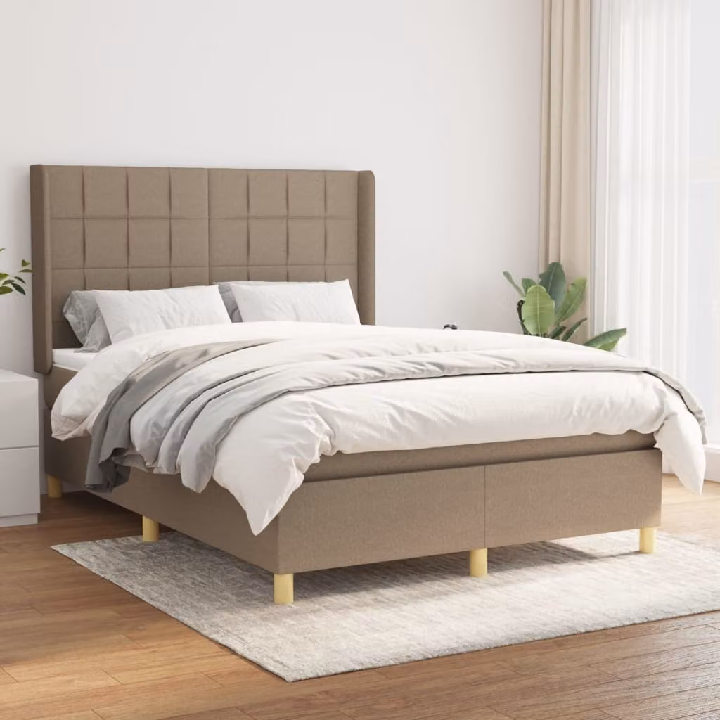 Maison Exclusive - Giroletto a Molle con Materasso Tortora 140x190 cm in Tessuto