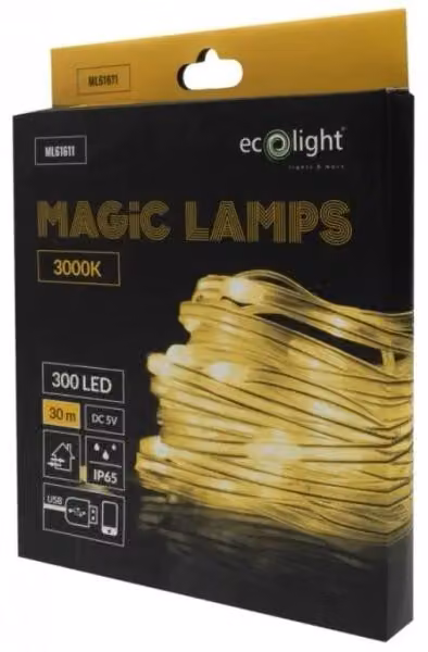 Luci decorative a LED, 300 LED, 3000K, 30 metri, alimentazione a 5V DC - Eco Light