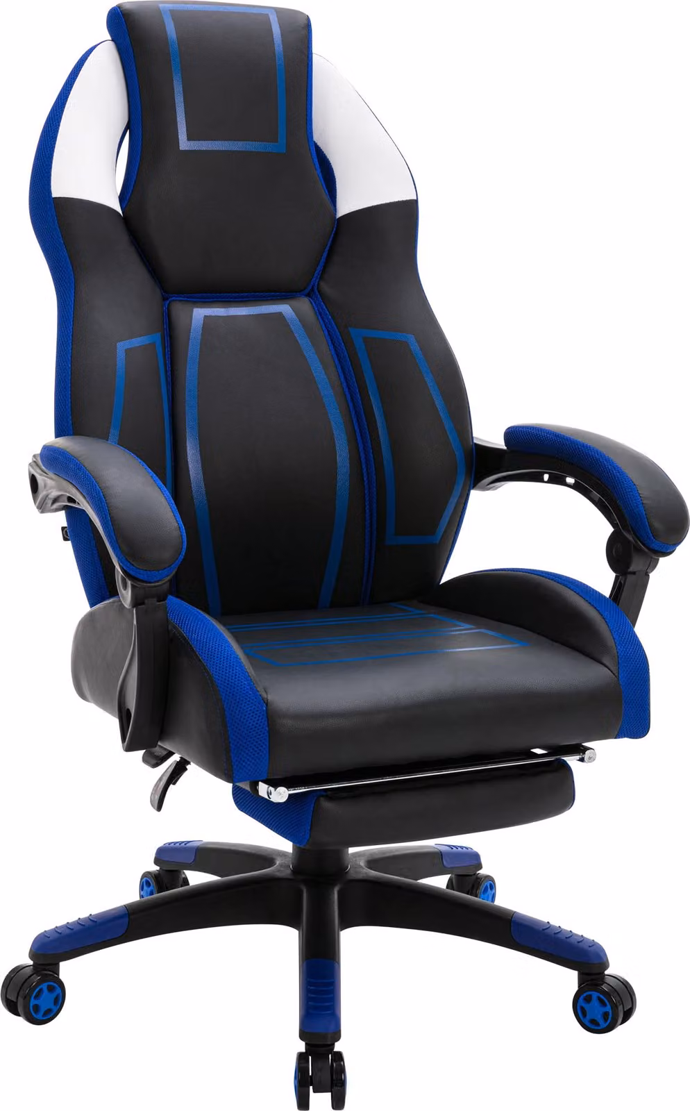 Sedia da ufficio Clovis in ecopelle nera/blu