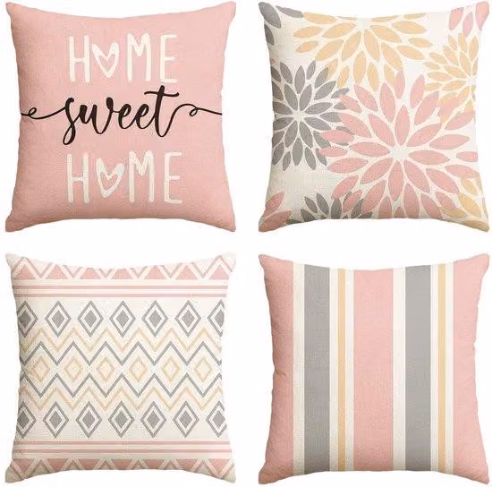 Set di 4 federe geometriche, 45 x 45 cm, federe decorative, soggiorno, decorazione per esterni