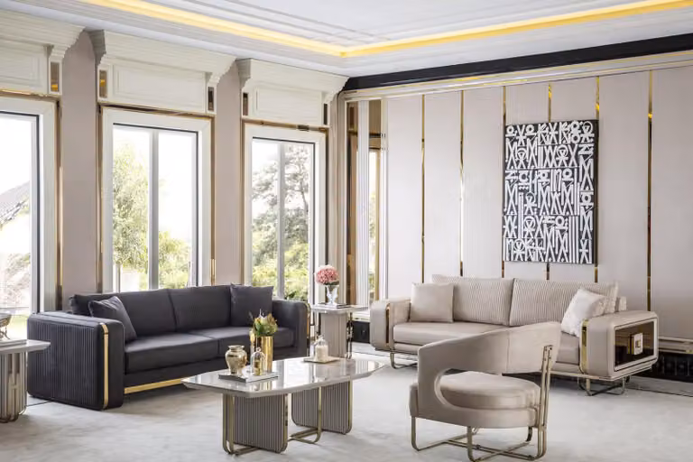 Wohnzimmer Sofagarnitur 2x Beistelltische Sessel Couchtisch Luxus 6tlg.