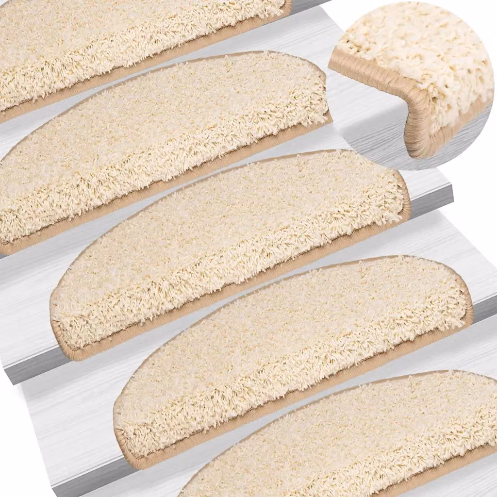 Set di 10 tappetini per scale semicircolari vidaXL, colore beige, L 65 cm x P 40 cm x H 2 cm, in polipropilene autoadesivi e fonoassorbenti
