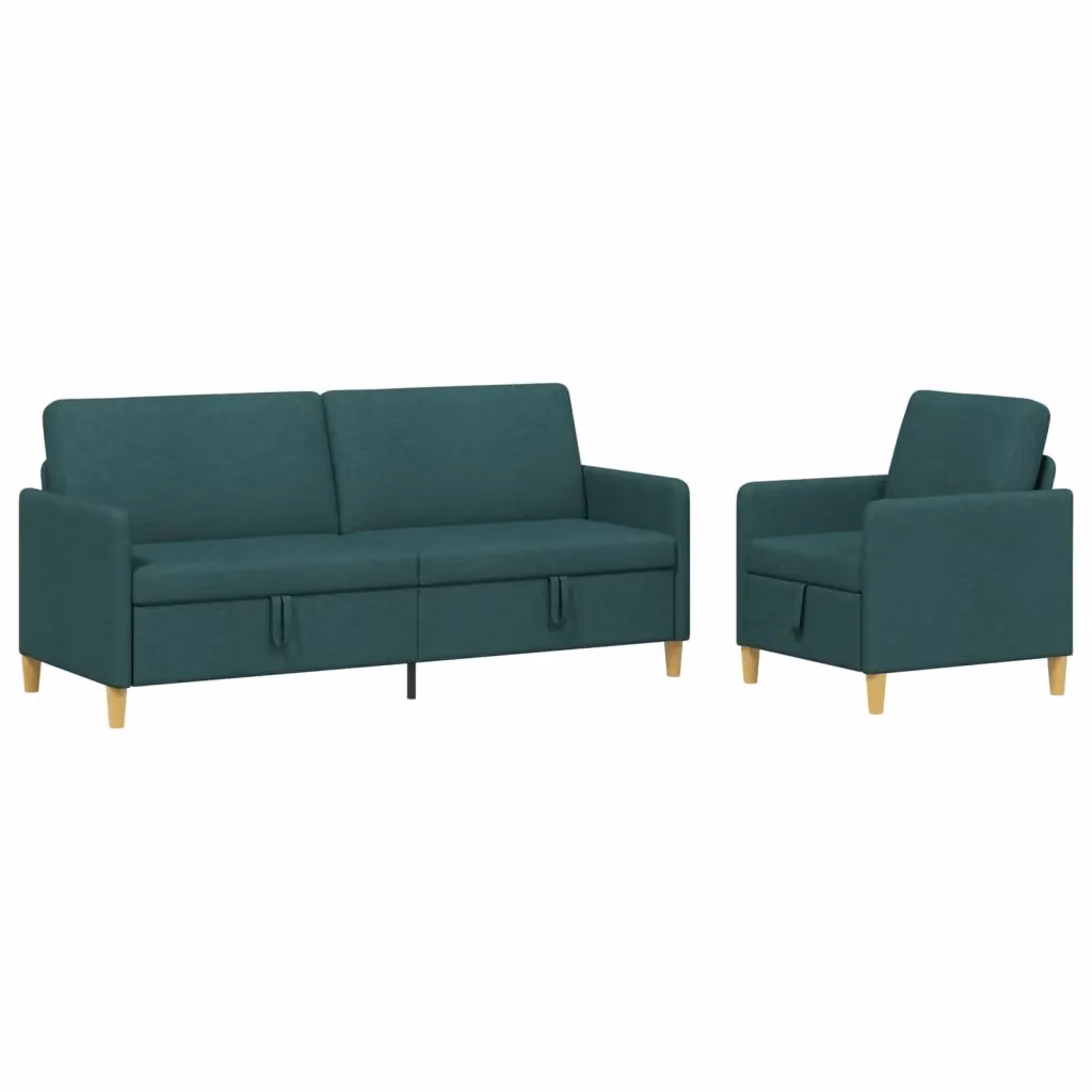 Set di divani vidaXL moderno con contenitore, composto da un divano a 3 posti e un divano a 2 posti, colore verde e marrone, con seduta sollevabile e rivestimento in tessuto rimovibile – 2