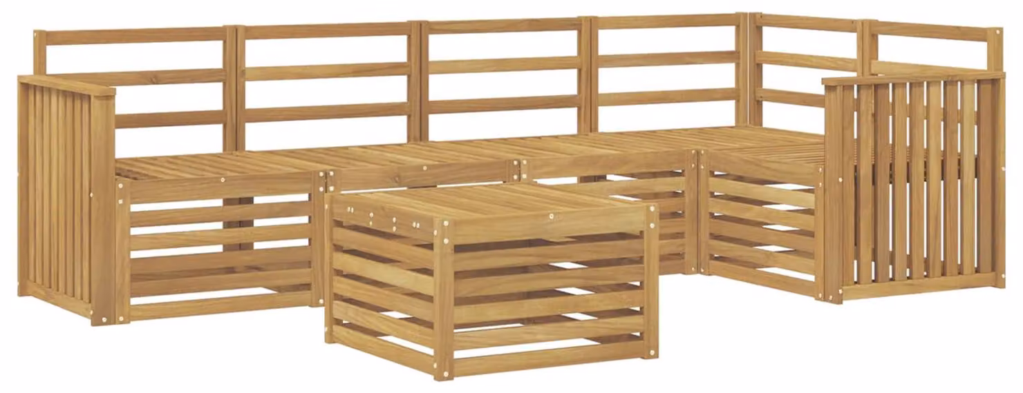 Set di divani da esterno, 6 pezzi, colore bianco, dimensioni 59 x 59 x 37 cm