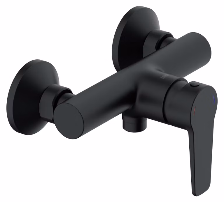 Miscelatore per doccia nero opaco con rivestimento anti-impronte e miscelatore di marca