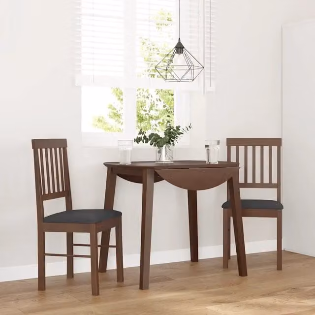 Set di 2 sedie da pranzo moderne vidaXL in legno di Hevea marrone e nero con cuscini in tessuto