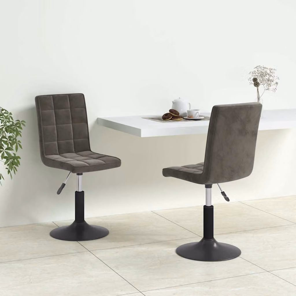 Set di 2 sedie da pranzo girevoli vidaXL in velluto grigio con struttura moderna
