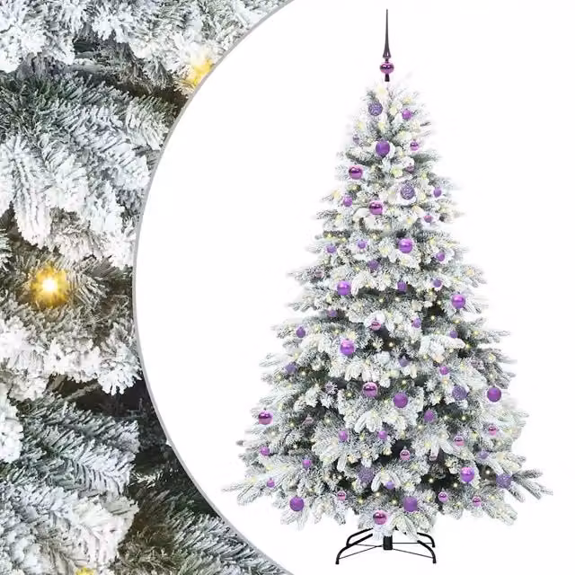Albero di Natale Artificiale-Albero Natalizio con 300 LED Bianco 180 cm PE e PVC 752027