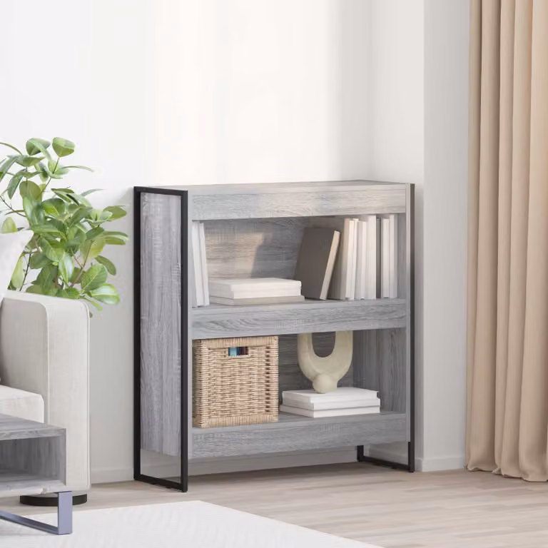 vidaXL Armadio per Libri in Stile Industrial Grigio in MDF e Metallo L 80 x P 30 x H 86,5 cm