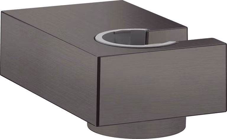 Supporto per soffione Porter E, finitura nero cromato spazzolato, metallo