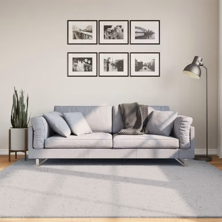 vidaXL Tappeto a Pelo Corto HUARTE Grigio, Lavabile e Antiscivolo, L/P: 200 x 200 cm