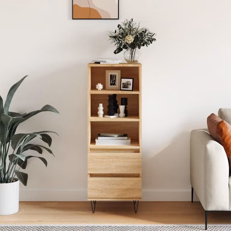 Credenza vidaXL in stile industrial in legno e metallo, colore rovere e marrone, L 40 cm x P 36 cm x H 110 cm