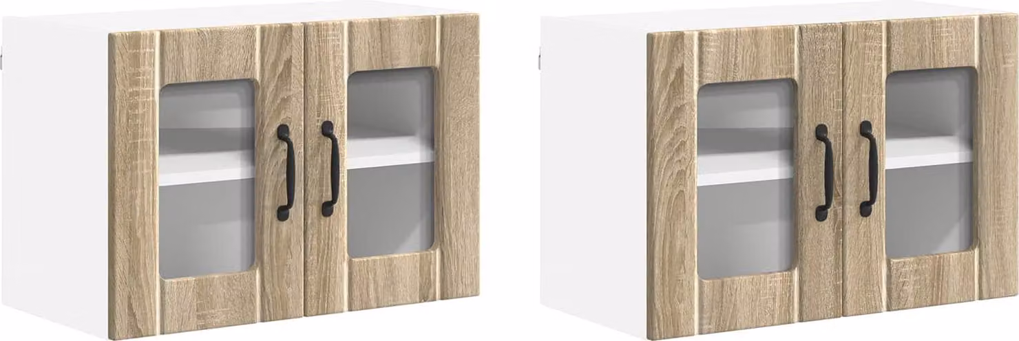 Mobile in vetro da parete LUCCA 2 pcs Rovere Sonoma
