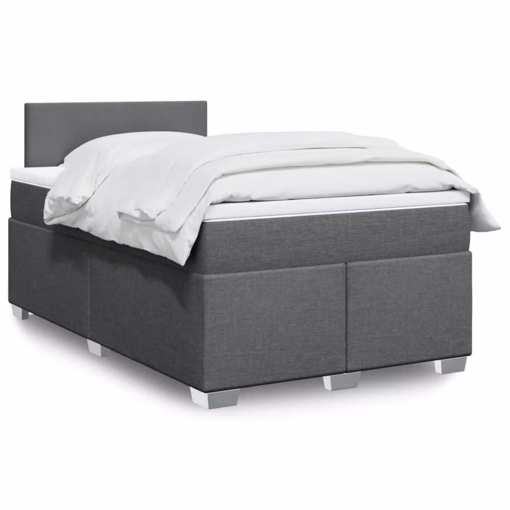 vidaXL Giroletto a Molle con Materasso Ibrido in Tessuto Grigio e Bianco L/P/H: 120 x 190 x 76,5 cm