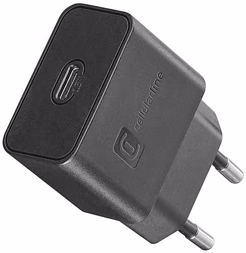 Caricabatteria Cellularline USB-C da 15W, Nero