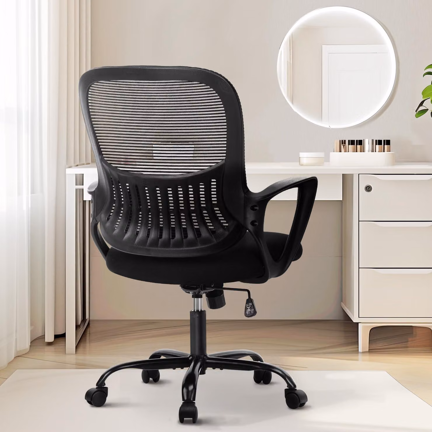 Sedia da ufficio ergonomica con supporto lombare, rivestita in mesh, con rotelle, braccioli regolabili, ideale per l'uso domestico