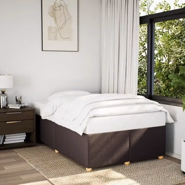 Giroletto vidaXL in tessuto marrone scuro con struttura in legno e doghe, L/P: 120 x 200 cm