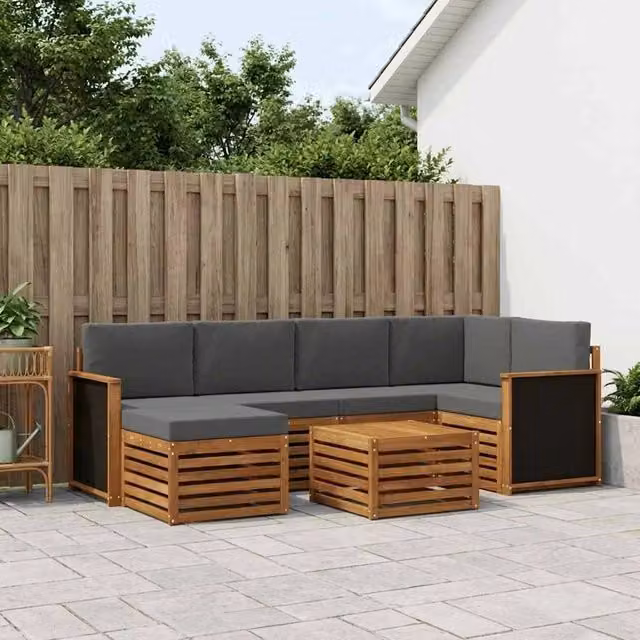 Set di divani da esterno 6 pz Naturale e Antracite 3384583