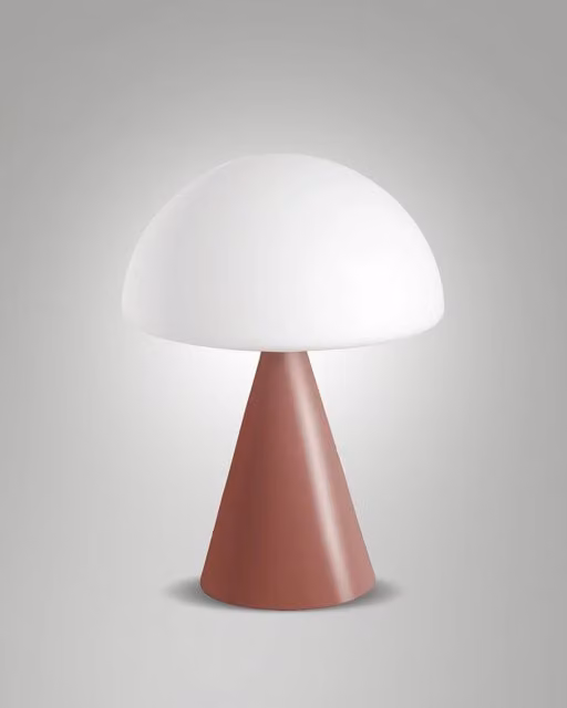 Lampada da Tavolo Blip LED 7W con Regolazione al Tocco e Tecnologia CCT 2700K-4000K, Struttura in Metallo e Vetro Soffiato, Colore Rosso - Blip