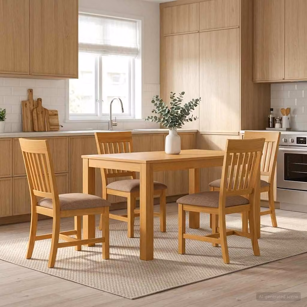 Set da pranzo moderno vidaXL in legno di quercia composto da 5 pezzi, colore grigio e marrone, L: 110 cm, P: 85 cm, H: 75 cm