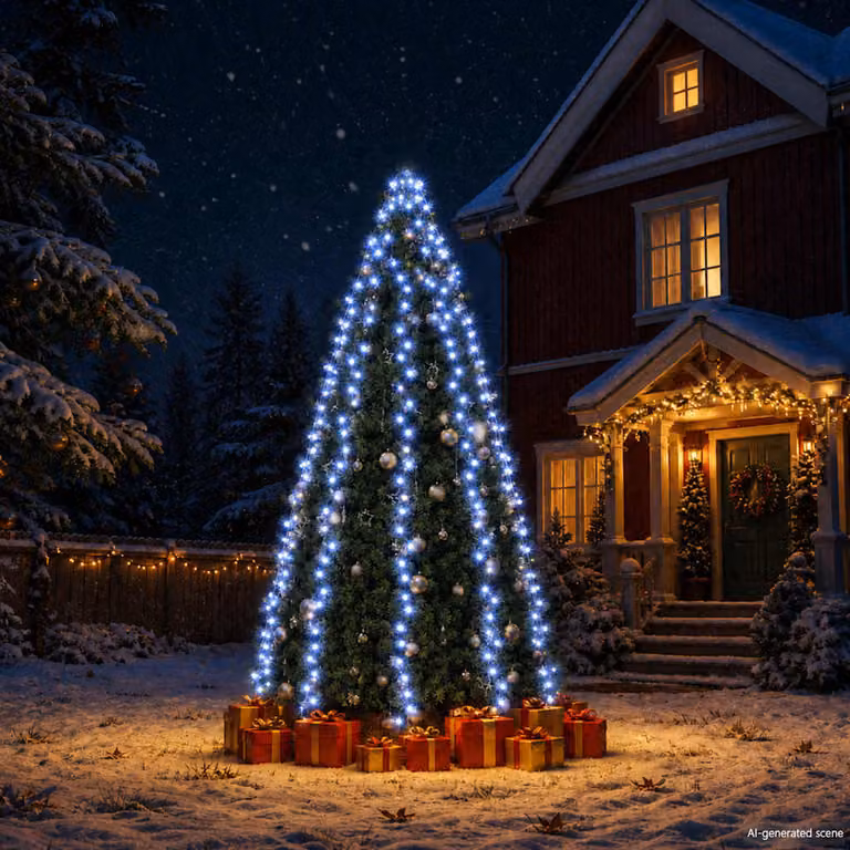 Rete di luci LED vidaXL per albero di Natale blu, 300 LED, 300 cm
