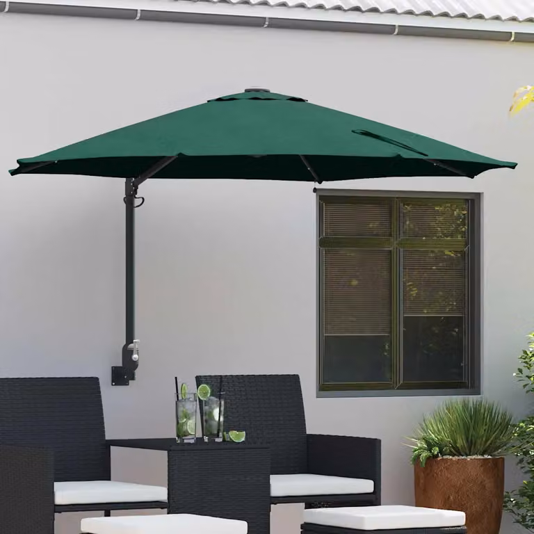 Ombrello da giardino a braccio cantilever vidaXL Verde L: 248 cm, P: 248 cm, H: 148 cm