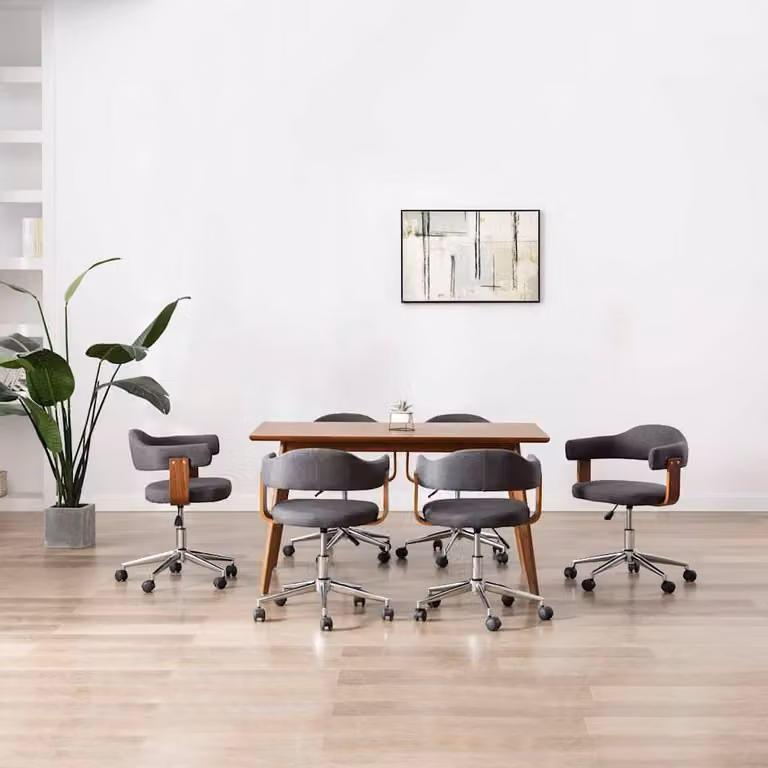 Set di 6 sedie da pranzo girevoli vidaXL in tessuto grigio con struttura in legno e metallo