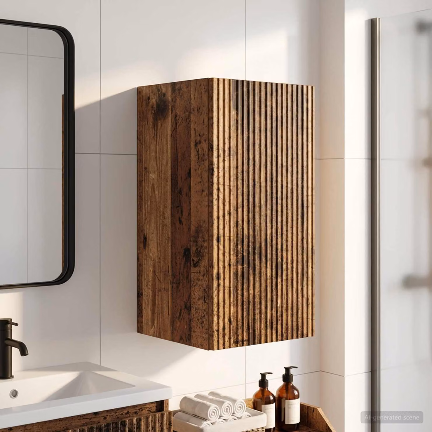 Armadio da bagno a muro vidaXL ARNHEM in legno marrone opaco L: 30 cm, P: 31 cm, H: 59 cm