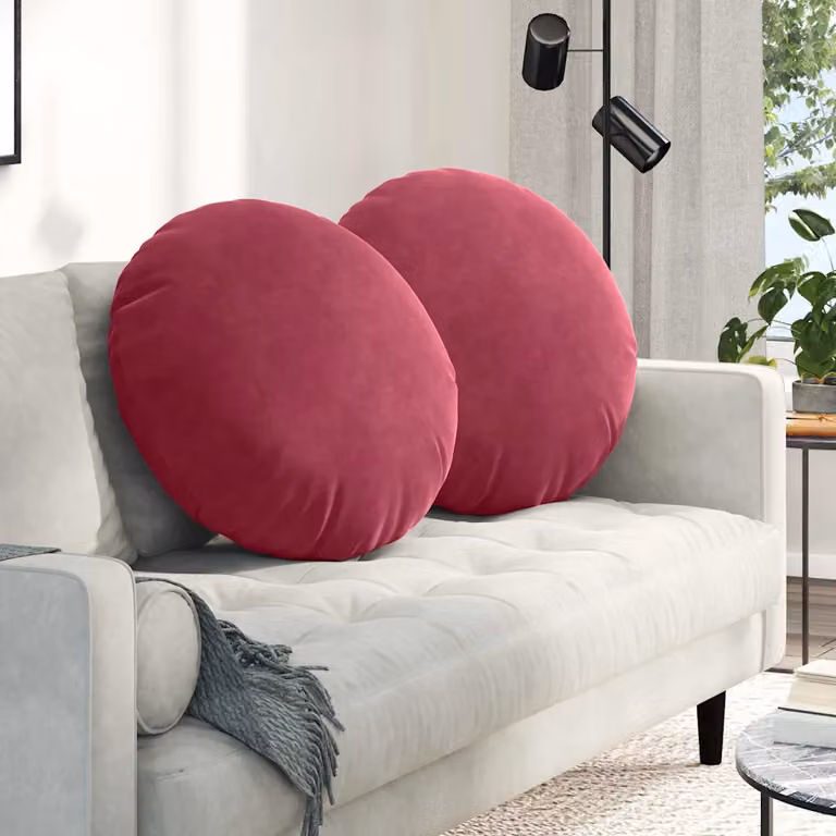 Set di 2 cuscini per seduta rotondi vidaXL in velluto rosso vino Ø 80 cm