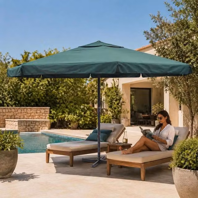 Green Aluminum Parasol, 500 Cm