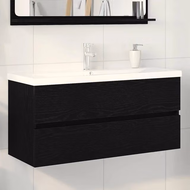 Armadio per Lavabo da Bagno Rovere Nero 100 x 39 x 62 cm 3333145