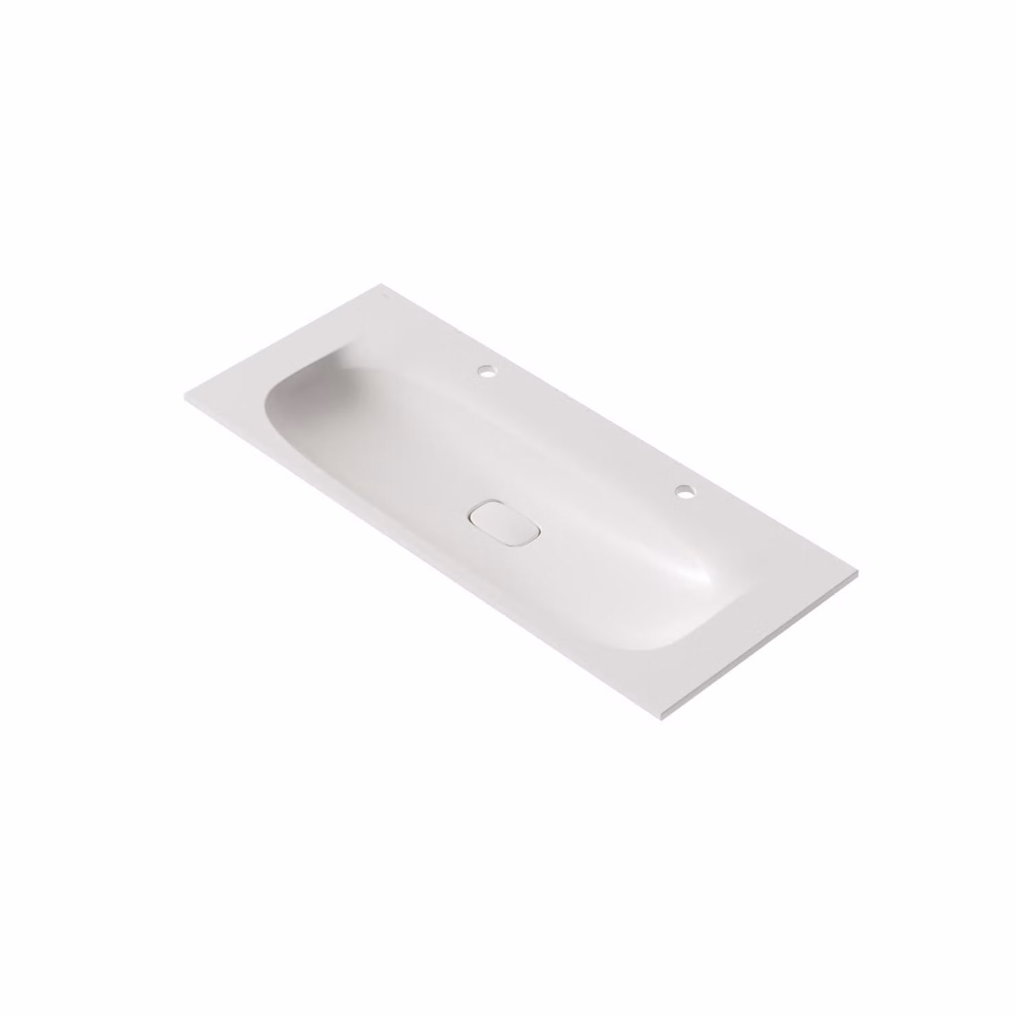 VIGOUR Vogue lavabo doppio per mobili 120 x 50 cm con 2 fori per rubinetto senza sfioratore con Protect Plus, bianco