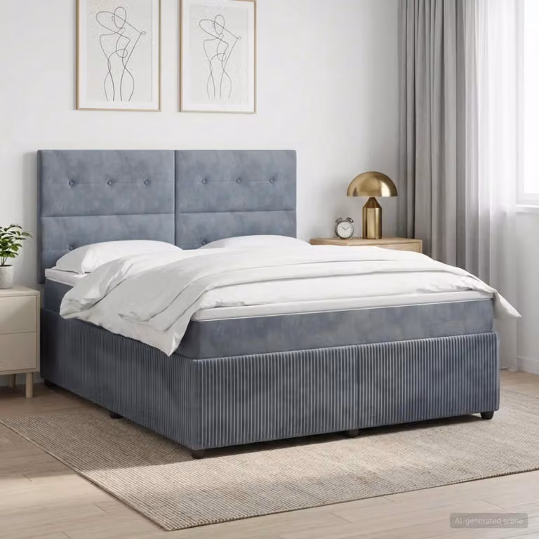 Maison Exclusive - Letto boxspring con materasso grigio scuro 140 x 190 cm velluto