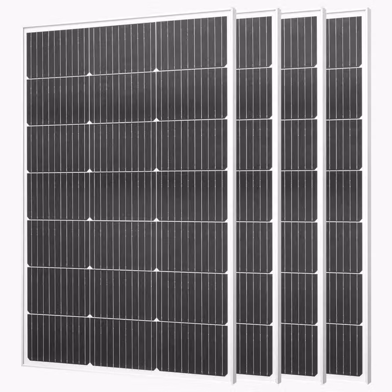 Pannello solare monocristallino da 4 x 100 W - Alta efficienza del 23% - Struttura in alluminio - Grado di protezione IP65 (resistente all'acqua)