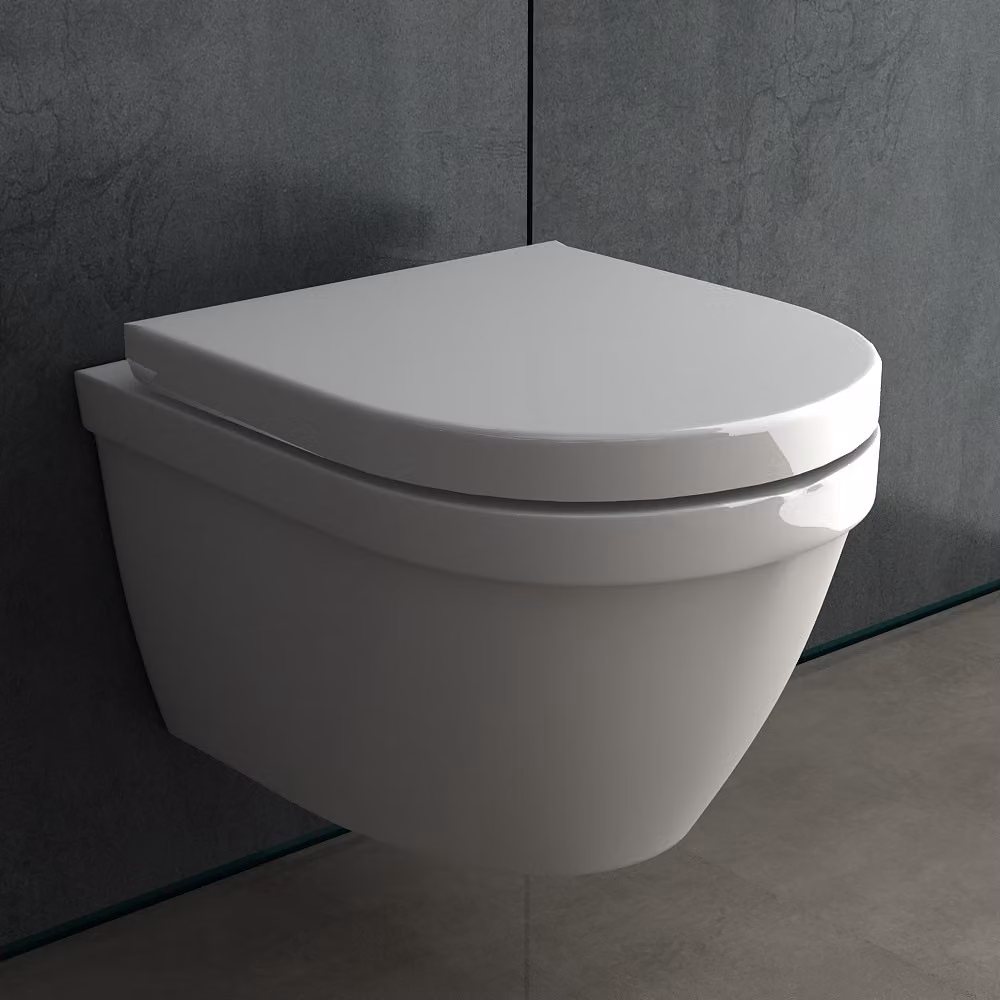 WC in Vetroceramica moderna Alpenberger | WC sospeso senza brida | WC a parete con scarico profondo e rivestimento nano | Sedile WC con chiusura ammortizzata Softclose | Vaso WC compatibile con Geberit