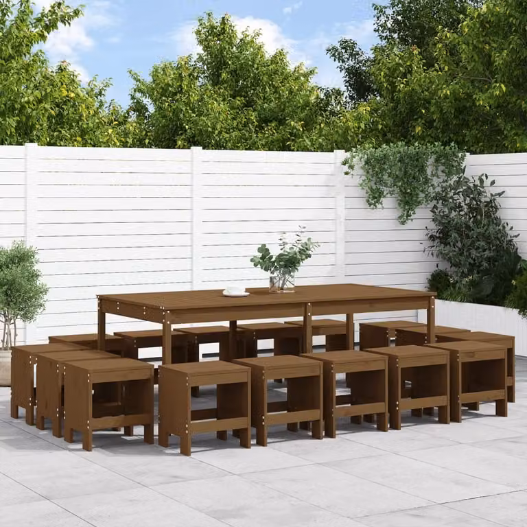 Maison Exclusive - Set da Pranzo da Giardino 17 pz ambra in Legno Massello di Pino