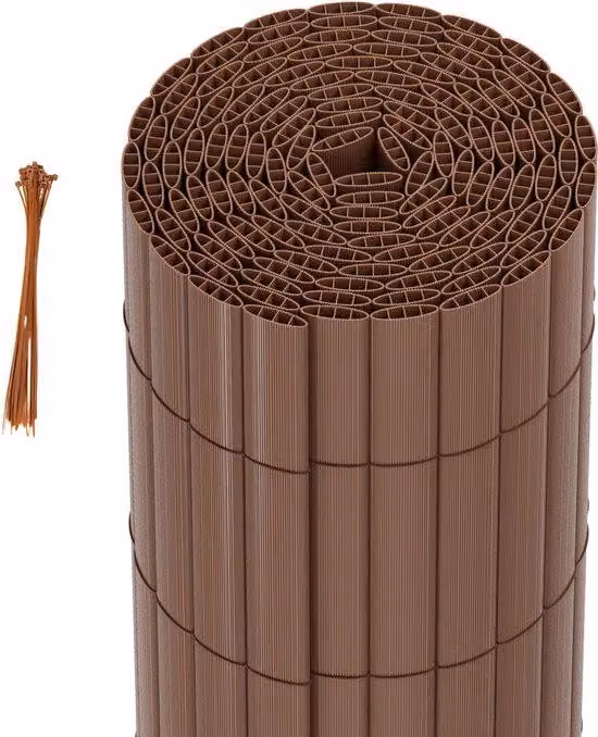 Recinzione da giardino in PVC da 1,0 x 4 m per garantire la privacy – Divisorio da giardino e recinzione per balcone – Marrone