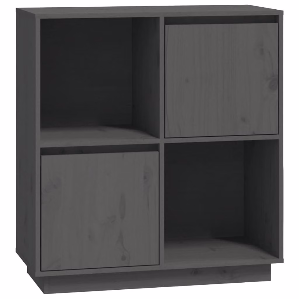 Credenza Grigia 74x35x80 cm in Legno Massello di Pino