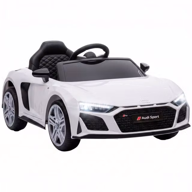 AIYAPLAY Macchina Elettrica Audi R8 Spyder per Bambini 3+ Anni, 12V con 2 Motori, Telecomando e Luci e Suoni, Bianco – 1