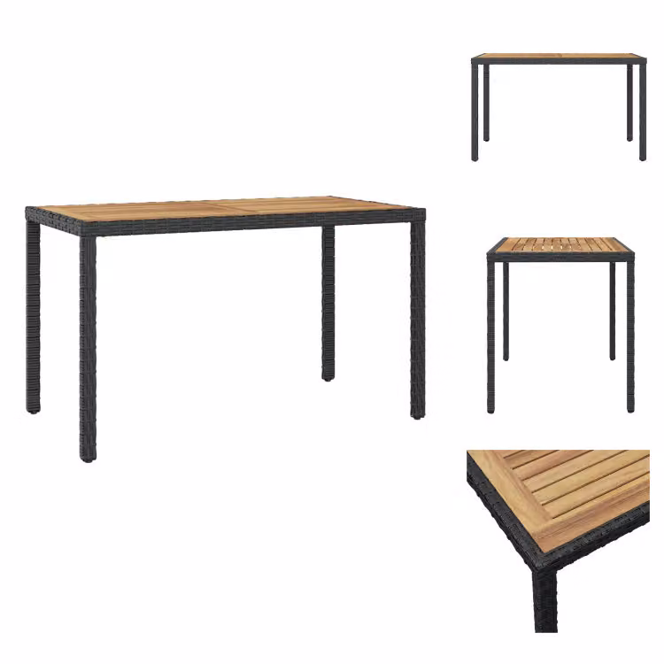 vidaXL Tavolo da giardino nero e marrone 123x60x74 cm in legno massiccio di acacia - Tavoli da giardino