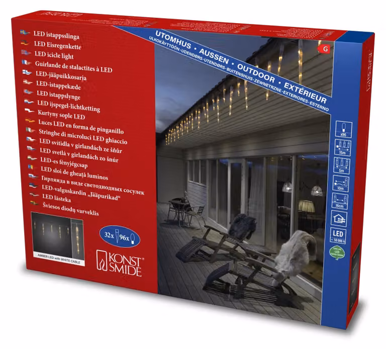 Tenda luminosa a LED con elementi a forma di cono, 32 coni, 96 diodi LED, 24 V, 1500 cm
